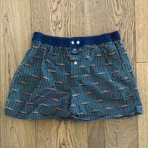 Mason Men's Striped Boxers in Navy and Teal